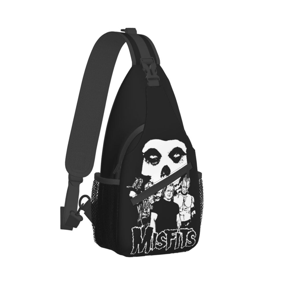 Misfits Skull Sling Crossbody Chest Bag Men Fashion Horror Punk Rock Music Shoulder Backpack for Travel Cycling