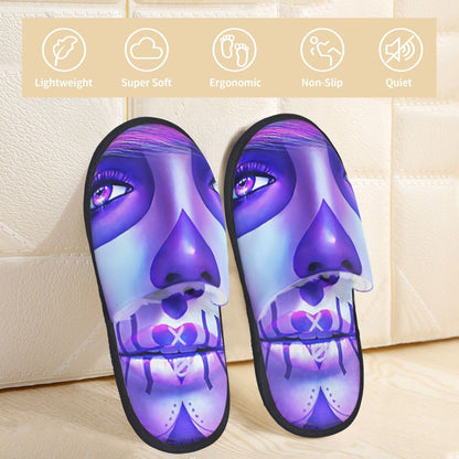 Personalized Mexican Day Of The Dead Skull Comfy Scuff Memory Foam Slippers Women Halloween Bedroom House Shoes