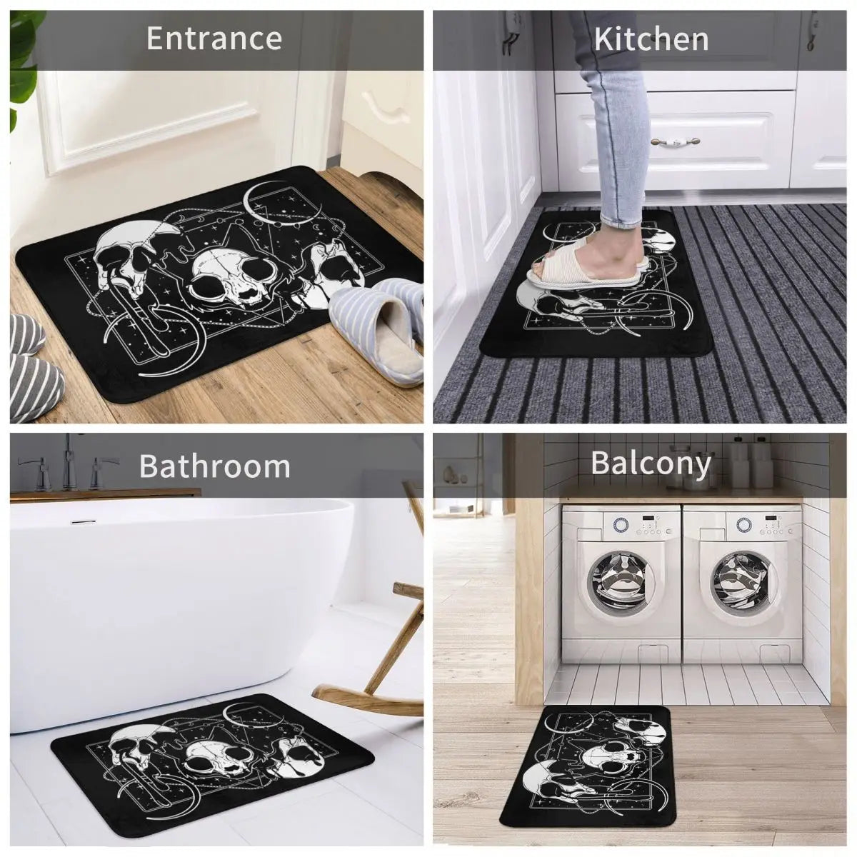 Inner Kitten Bath Non-Slip Carpet The Special Design of The Skull Bedroom Mat Welcome Doormat Floor Decoration Rug