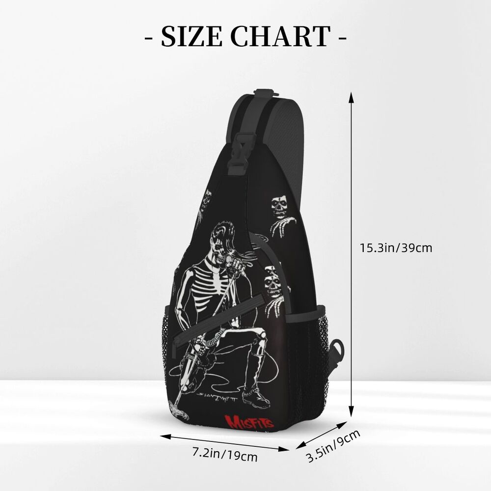 Misfits Skull Sling Crossbody Chest Bag Men Fashion Horror Punk Rock Music Shoulder Backpack for Travel Cycling