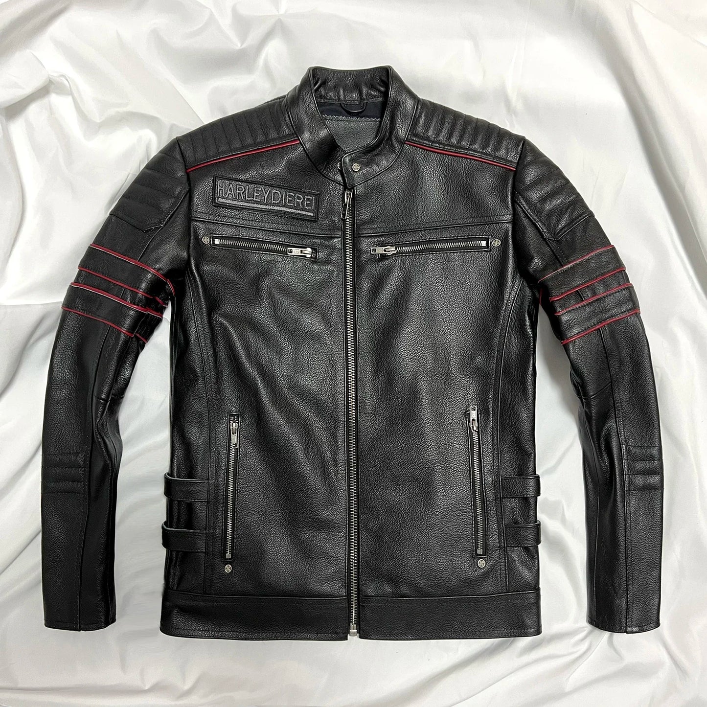 Men's Cowhide Leather Motorcycle Jacket Skull Embroidery Top Layer Genuine Leather Clothing 6XL Slim Fit Black Spring Male Coat