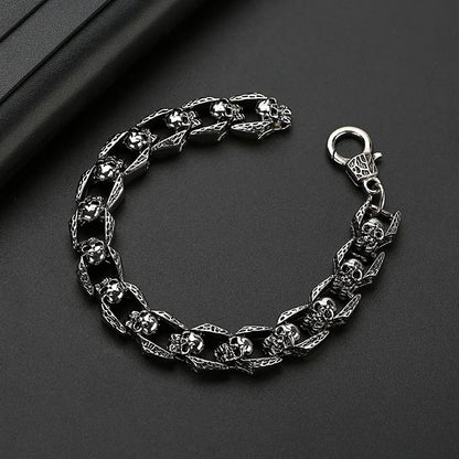 Fashion Punk Skull Head Titanium Steel Men's Bracelet Vintage Rock Motorcycle Bracelet Jewelry