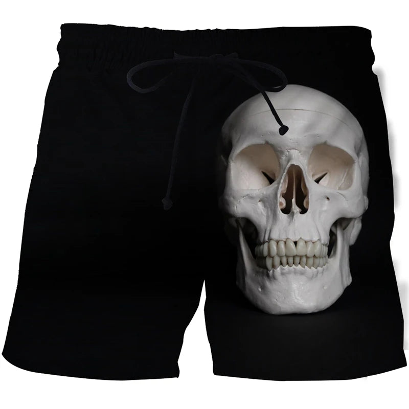 New Men's Skull 3D Print Beach Shorts Graphic Men's Casual Sports Shorts Summer Surfing Shorts Comfortable Shorts Hip Hop Pants