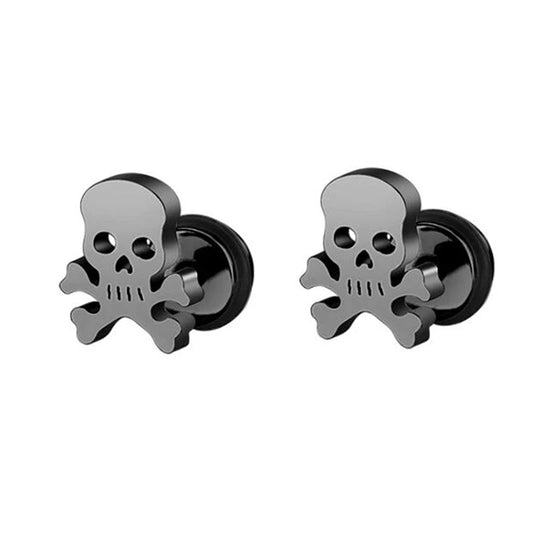 Design Stainless Steel Skull Drop Earrings For Men Fashion Gothic Street Hip Hop Ear Jewelry Pendant Cool Stud Earrings