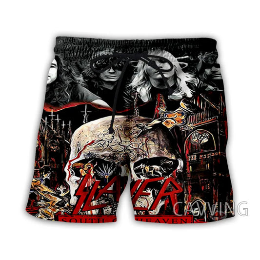 New Fashion 3D Print  Slayer Rock Band  Summer Beach Shorts  Streetwear Men Quick Dry Vacation Casual Shorts   J02