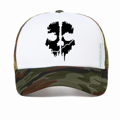 Call Of Duty FPS Shooting Game hat  For Men Fashion Ghost Head Skull print Baseball Cap cool men Mesh Breathable sunhat bone