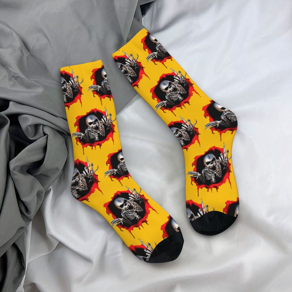 Novelty Mens Funny Jokers Skull Gun Dress Socks Unisex Comfortable Warm 3D Printed Gothic Skeleton Crew Socks