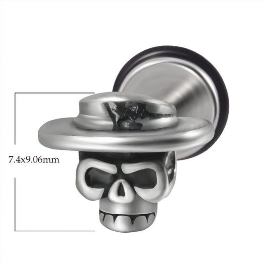 1PC Surgical Steel Skull Ear Stud Demon Skeleton Earrings Men Hiphop Style Prevent Allergy Ear Piercing Jewelry