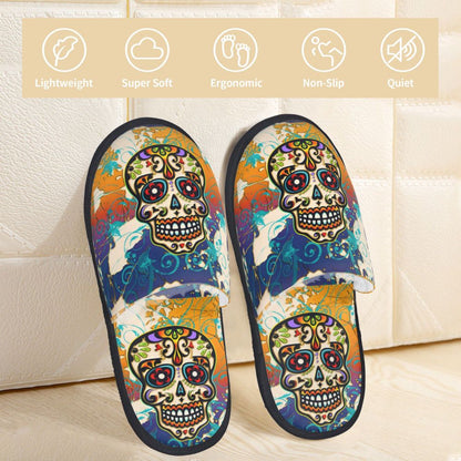 Halloween Catrina Sugar Skull House Slippers Soft Memory Foam Shoes Day Of The Dead Mexican Lady Comfy Warm Anti-Skid Slipper