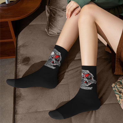 Custom Rockabilly Motorcycle Rider Rock Skull Men's Crew Socks Unisex Kawaii 3D Printed Dress Socks