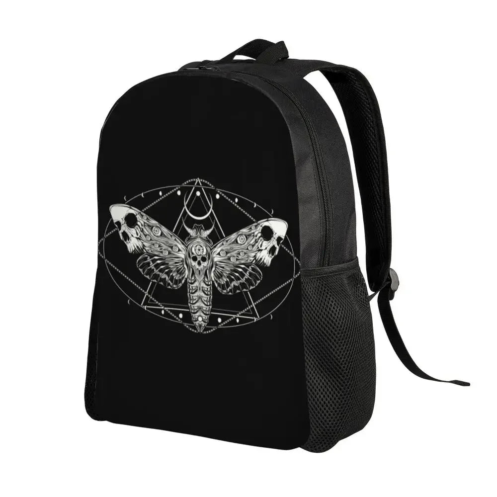 Skulls And Roses Backpack for Women Men School College Students Bookbag Fits 15 Inch Laptop Gothic Moth Bags