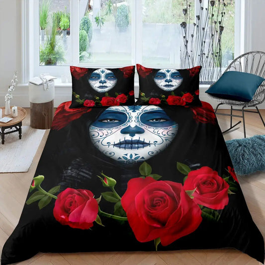 Skull Bedding Set Queen Size For Adults Fashion Bedroom Decor Soft Gothic Duvet Cover Animals Comforter Cover With Pillowcases