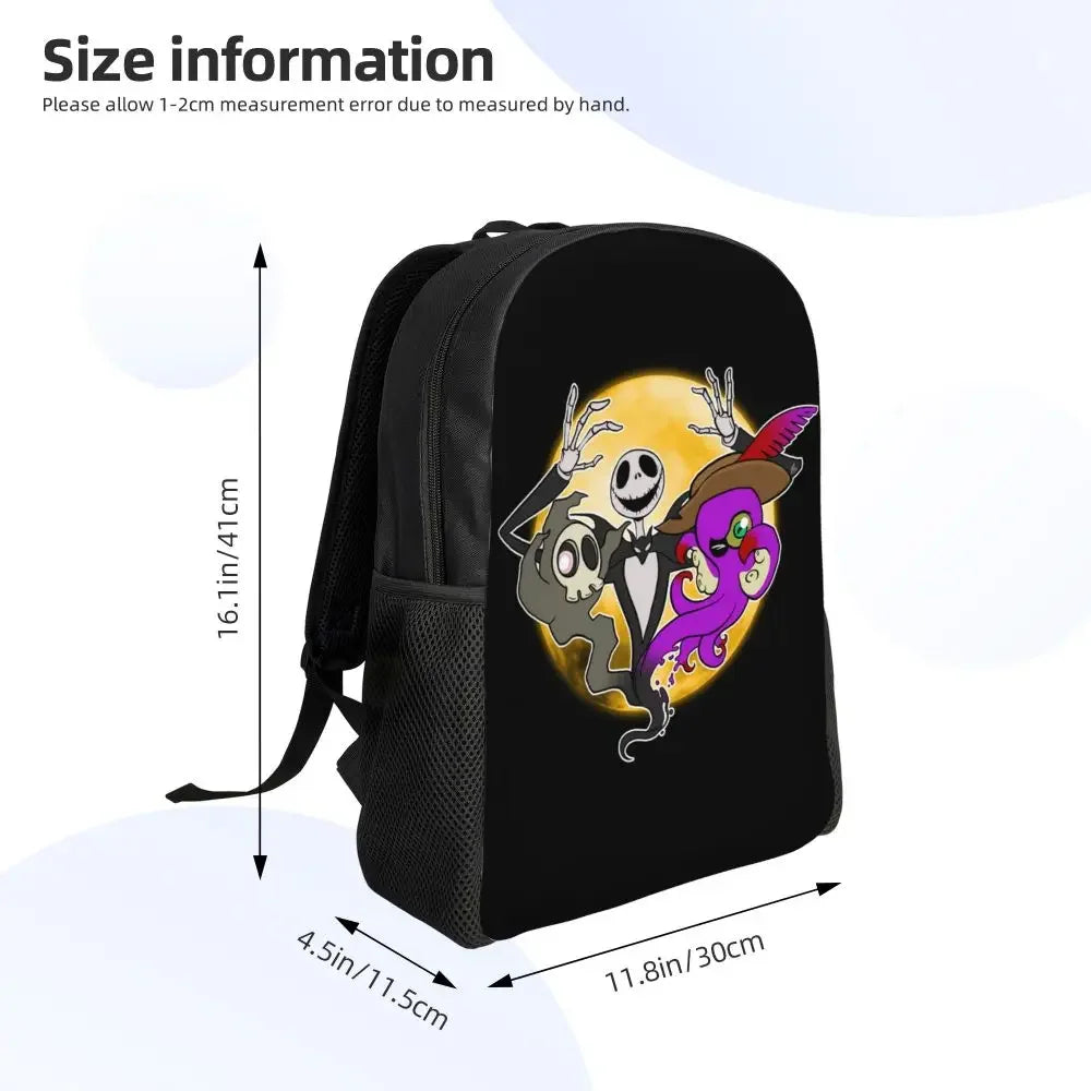 Custom Nightmare Before Christmas Backpacks for Men Women School College Student Bookbag Skellington Halloween Skull Bags