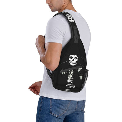 Misfits Skull Sling Crossbody Chest Bag Men Fashion Horror Punk Rock Music Shoulder Backpack for Travel Cycling