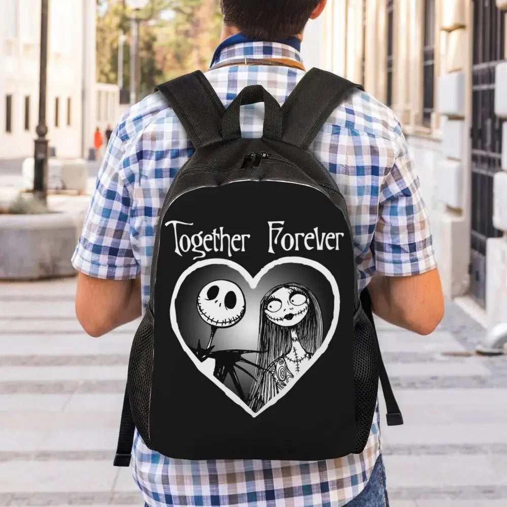 Custom Nightmare Before Christmas Backpacks for Men Women School College Student Bookbag Skellington Halloween Skull Bags