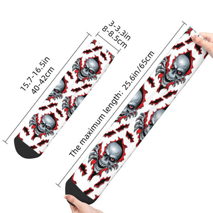 Novelty Mens Funny Jokers Skull Gun Dress Socks Unisex Comfortable Warm 3D Printed Gothic Skeleton Crew Socks