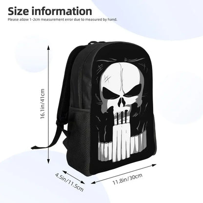 Customized Superhero Backpack Men Women Basic Bookbag for College School Punisher Skull Symbol Bags