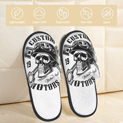 Personalized Mexican Day Of The Dead Skull Comfy Scuff Memory Foam Slippers Women Halloween Bedroom House Shoes