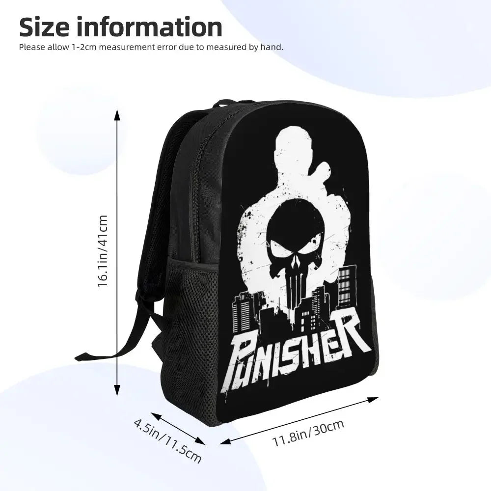 Customized Superhero Backpack Men Women Basic Bookbag for College School Punisher Skull Symbol Bags