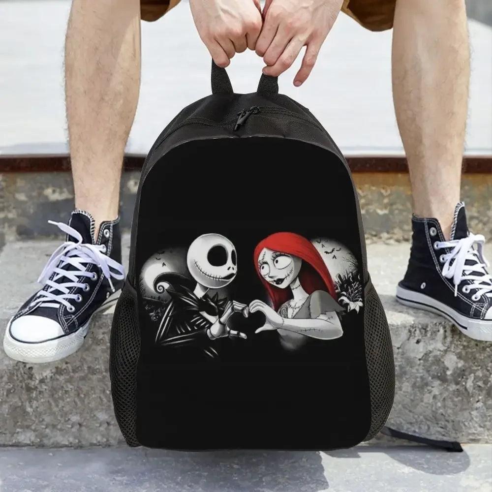 Custom Nightmare Before Christmas Backpacks for Men Women School College Student Bookbag Skellington Halloween Skull Bags