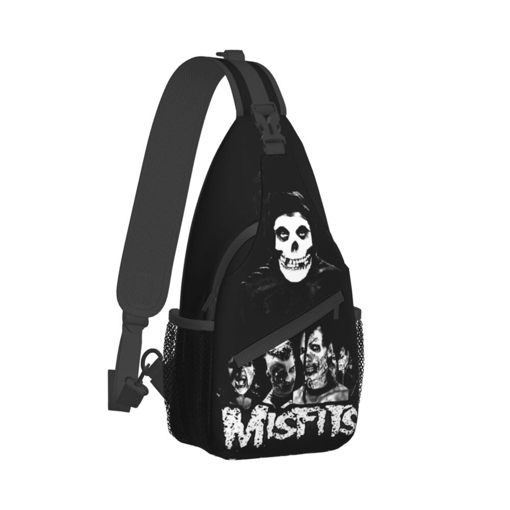 Misfits Skull Sling Crossbody Chest Bag Men Fashion Horror Punk Rock Music Shoulder Backpack for Travel Cycling