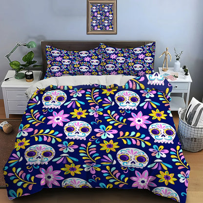 Mexican Style Skull Guitar Print Bedding Set Duvet Cover 1 Duvet Cover 2 Pillowcases Adult and Kids Bedding Set Luxury Gifts