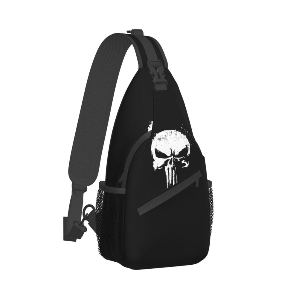 Casual Punishers Skeleton Skull Sling Crossbody Backpack Men Shoulder Chest Bags for Camping Biking