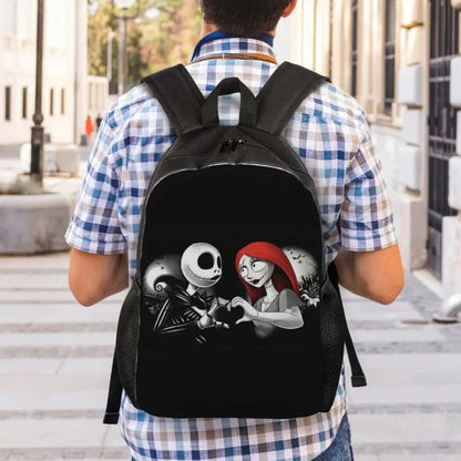 Custom Nightmare Before Christmas Backpacks for Men Women School College Student Bookbag Skellington Halloween Skull Bags