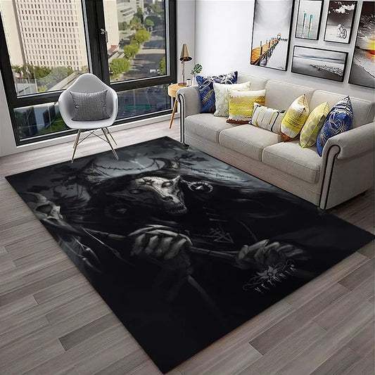 3D Gothic Horror Skull Ghost Cartoon Carpet Rug for Home Living Room Bedroom Sofa Doormat Decor,kids Area Rug Non-slip Floor Mat