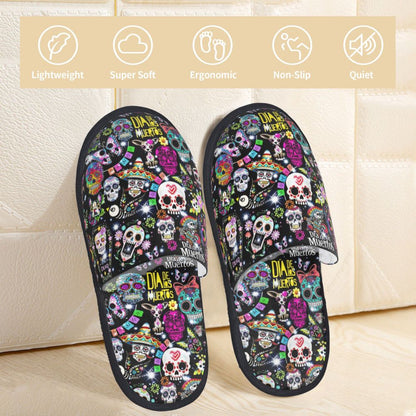 Halloween Catrina Sugar Skull House Slippers Soft Memory Foam Shoes Day Of The Dead Mexican Lady Comfy Warm Anti-Skid Slipper