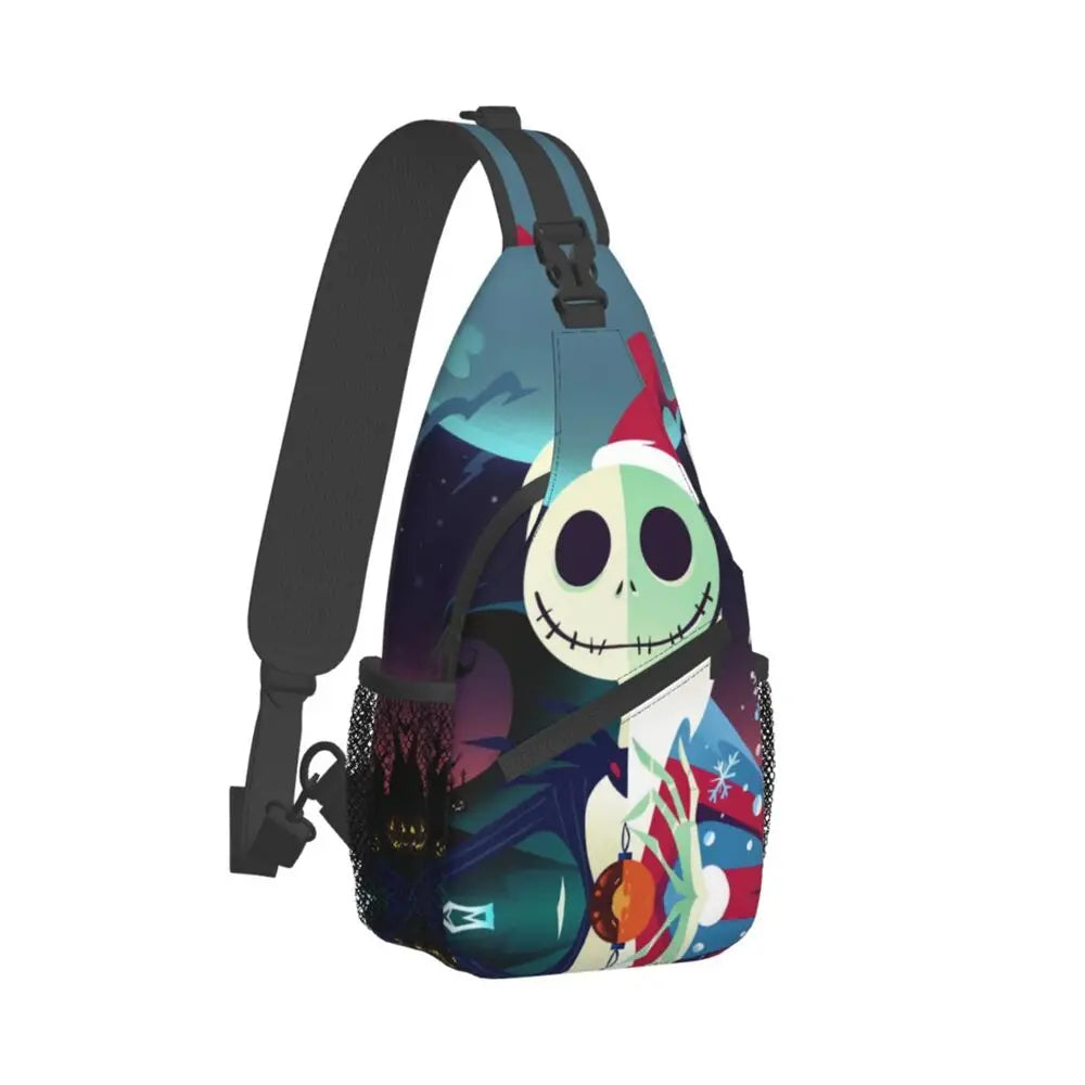 Custom Halloween Skull Jack Sling Crossbody Backpack Men Tim Burton Christmas Horror Movie Shoulder Chest Bag for Hiking