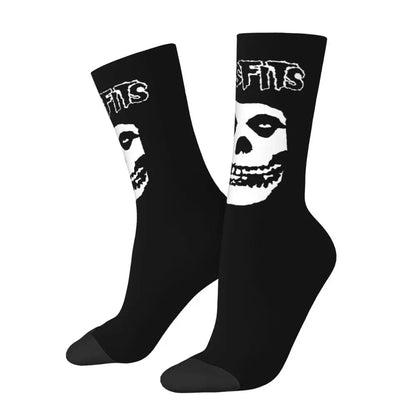 Misfits Skull Funny Socks for Men Women Male Unisex Crazy Street Style Printed Happy Crew Sock with Print Summer