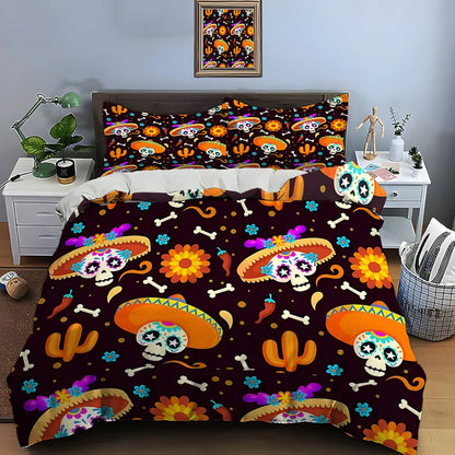 Mexican Style Skull Guitar Print Bedding Set Duvet Cover 1 Duvet Cover 2 Pillowcases Adult and Kids Bedding Set Luxury Gifts