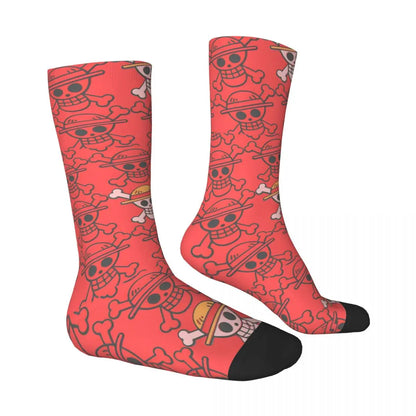 Men Socks Skull Japanese Anime Stockings Autumn Vintage Soft Breathable Socks Printed Outdoor Sports Anti-Slip Socks