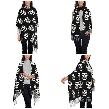 Misfits-Logo Scarf for Women Fall Winter Shawl Wrap Long Scarves with Tassel Ladies