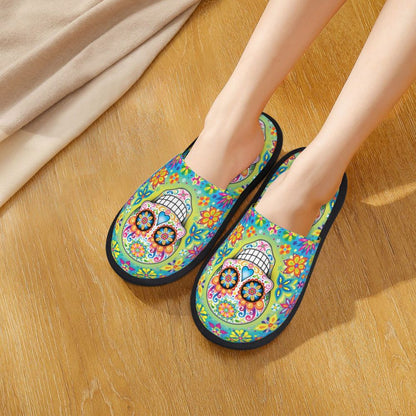 Halloween Catrina Sugar Skull House Slippers Soft Memory Foam Shoes Day Of The Dead Mexican Lady Comfy Warm Anti-Skid Slipper