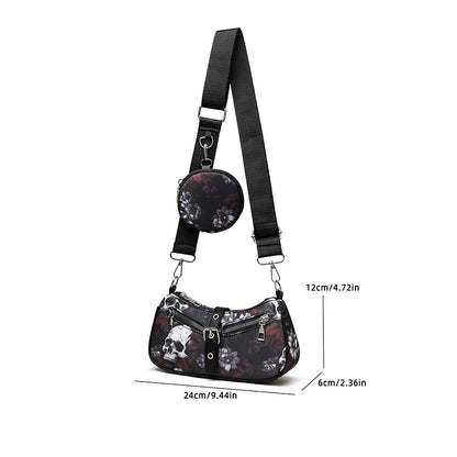 Women Fashion Shoulder Bag Gothic Punk Bag Cool Style Trendy Rock Girls Handbag Punk Skull Pattern for Party Messenger Bags