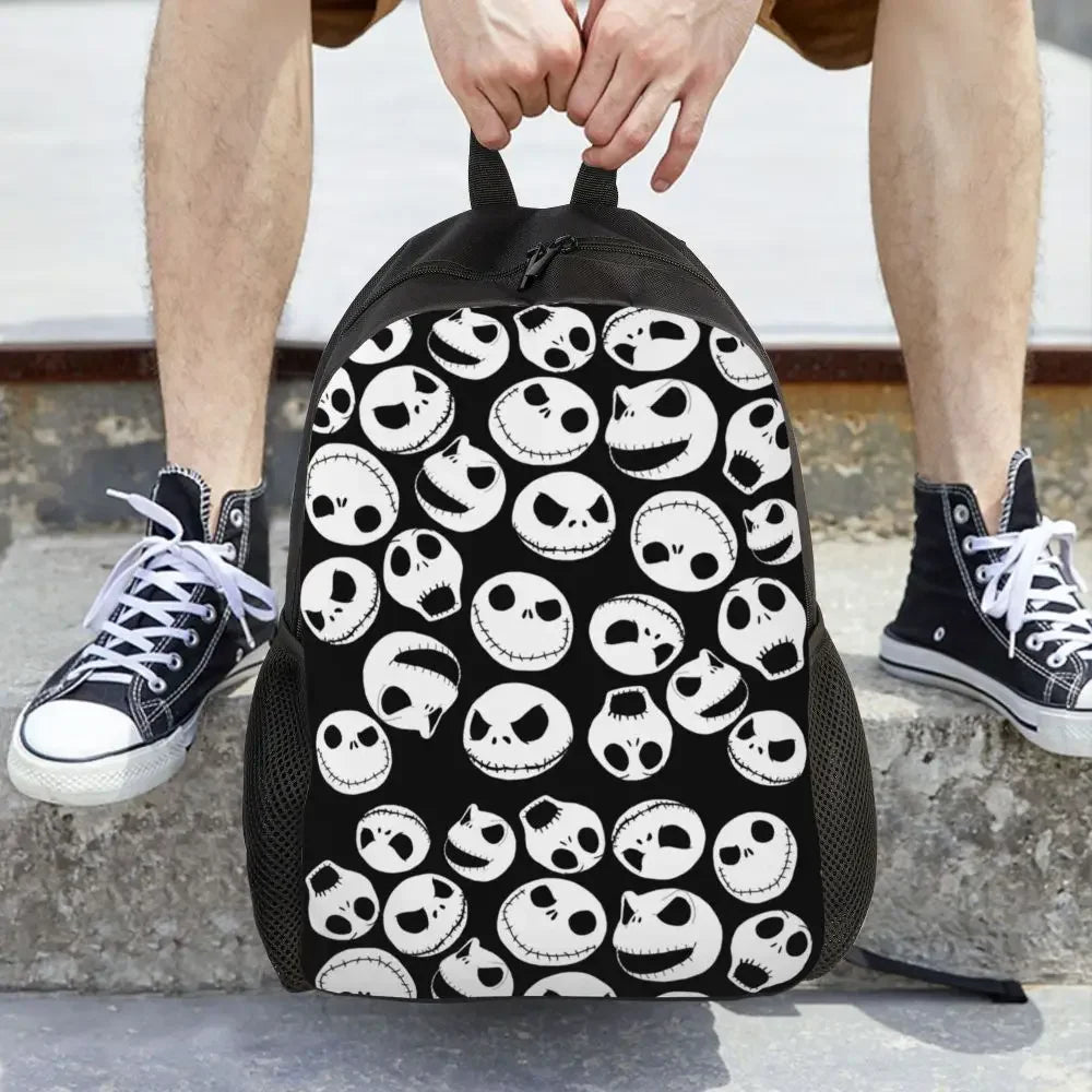 Custom Nightmare Before Christmas Backpacks for Men Women School College Student Bookbag Skellington Halloween Skull Bags