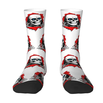 Novelty Mens Funny Jokers Skull Gun Dress Socks Unisex Comfortable Warm 3D Printed Gothic Skeleton Crew Socks