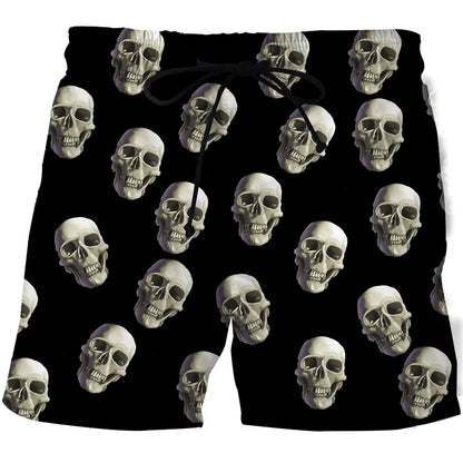 New Men's Skull 3D Print Beach Shorts Graphic Men's Casual Sports Shorts Summer Surfing Shorts Comfortable Shorts Hip Hop Pants