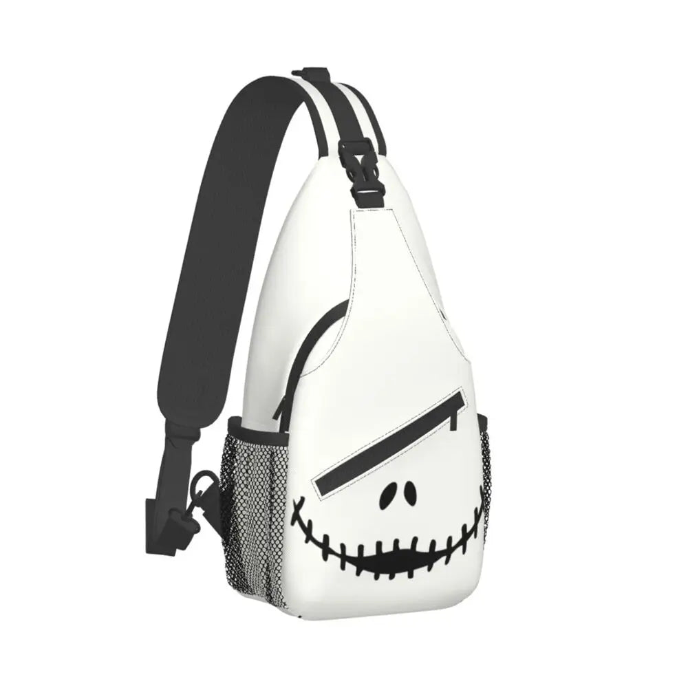 Custom Halloween Skull Jack Sling Crossbody Backpack Men Tim Burton Christmas Horror Movie Shoulder Chest Bag for Hiking