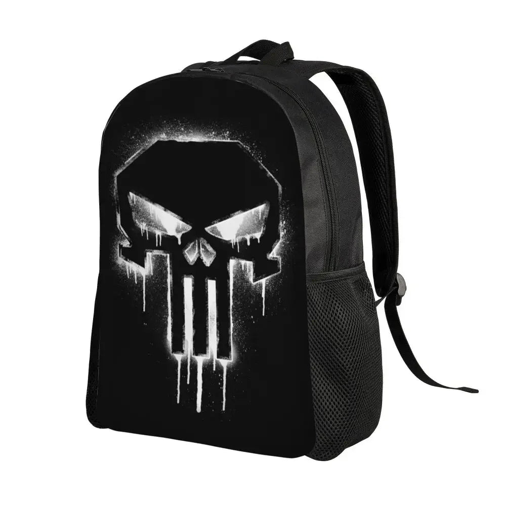 Customized Superhero Backpack Men Women Basic Bookbag for College School Punisher Skull Symbol Bags