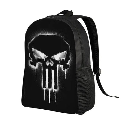 Customized Superhero Backpack Men Women Basic Bookbag for College School Punisher Skull Symbol Bags