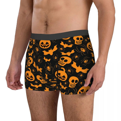 Men Happy Halloween Underwear Pumpkin Bat Skull Cartoon Novelty Boxer Briefs Shorts Panties Male Breathable Underpants S-XXL