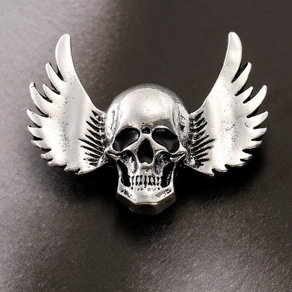 Retro Gothic Wings Skull Brooch Men's Punk Party Jewelry with Halloween Piece Pin