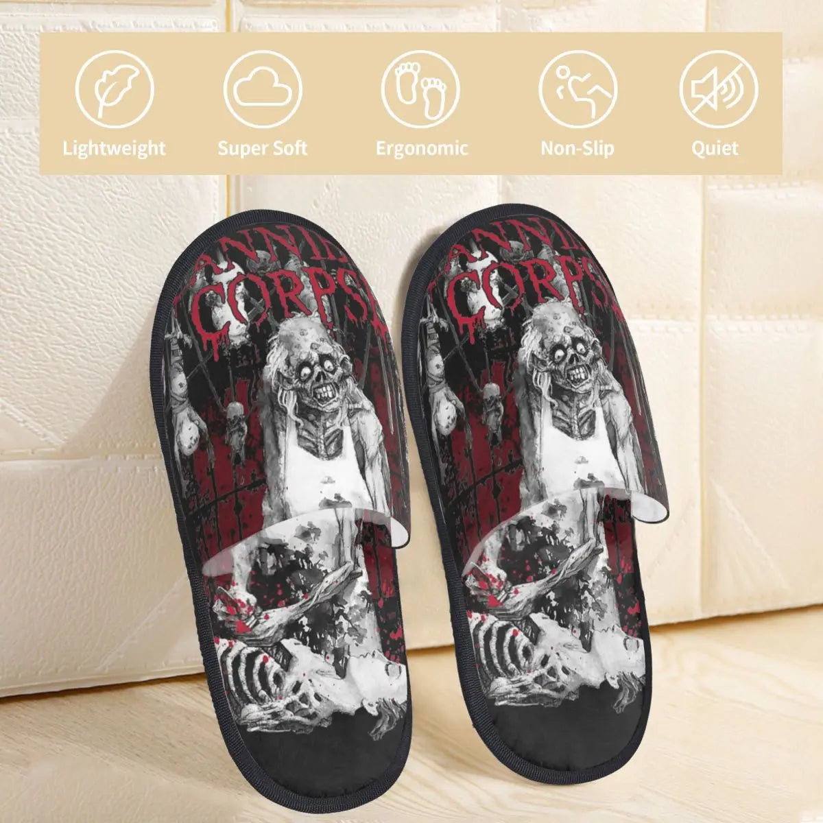 Cannibal Corpse Heavy Metal Band Home Cotton Slippers Non Slip Horror Soft Memory Foam Slides Indoor