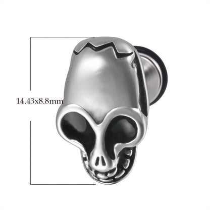 1PC Surgical Steel Skull Ear Stud Demon Skeleton Earrings Men Hiphop Style Prevent Allergy Ear Piercing Jewelry