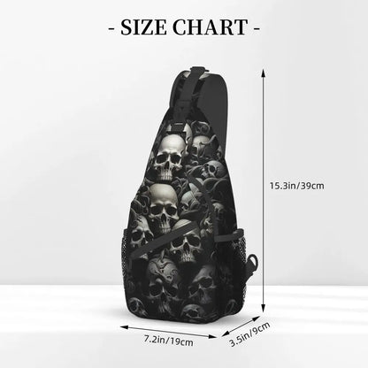 Gothic Skeleton Death Skull Sling Chest Bag Custom Crossbody Shoulder Backpack for Men Cycling Camping Daypack