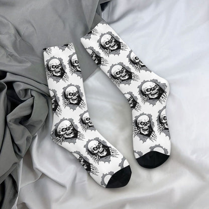 Novelty Mens Funny Jokers Skull Gun Dress Socks Unisex Comfortable Warm 3D Printed Gothic Skeleton Crew Socks