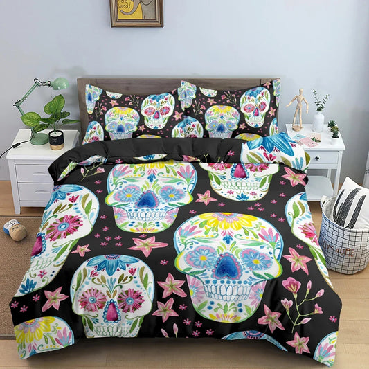 3D Skull Print Bedding Set Skeleton Duvet Cover Comforter Covers For Bedroom Twin King Size Quilt Cover With Pillowcase 2/3 PCS